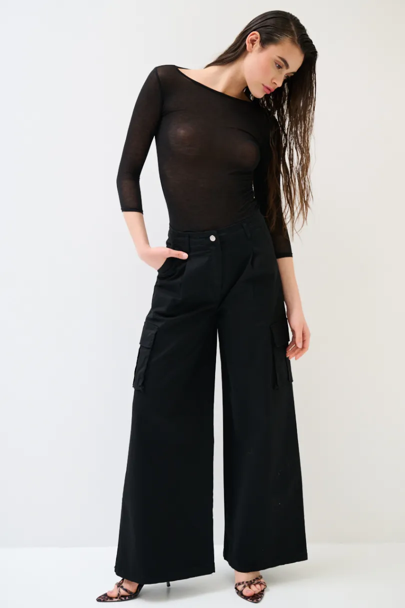 Online KIKISIX PANTALONE LARGO CON TASCHE NERO