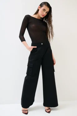 Online KIKISIX PANTALONE LARGO CON TASCHE NERO