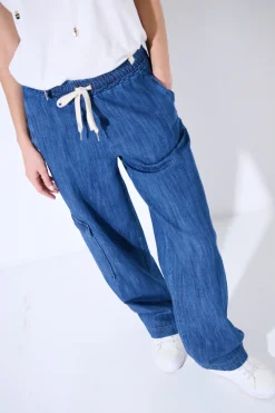 Discount KIKISIX PANTALONE LARGO CON TASCONI BLU
