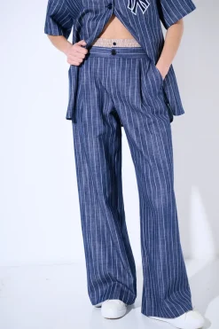 Online KIKISIX PANTALONE NY GESSATO BLU