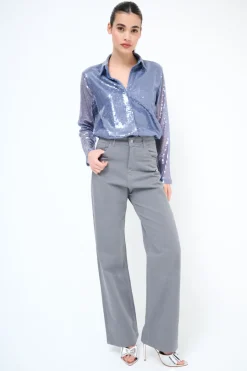 New KIKISIX PANTALONE PALAZZO GRIGIO