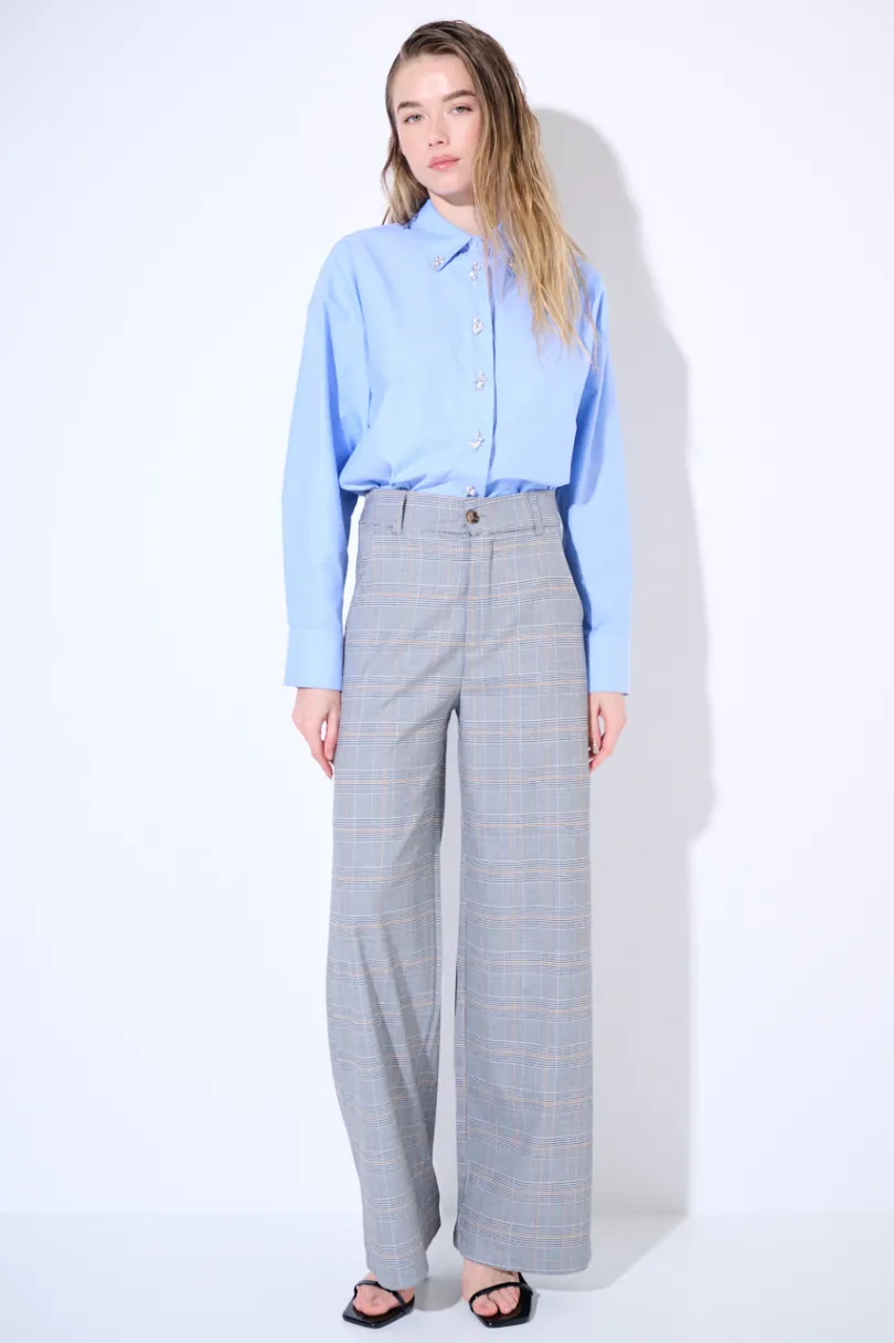 Discount KIKISIX PANTALONE QUADRO CHECK BEIGE