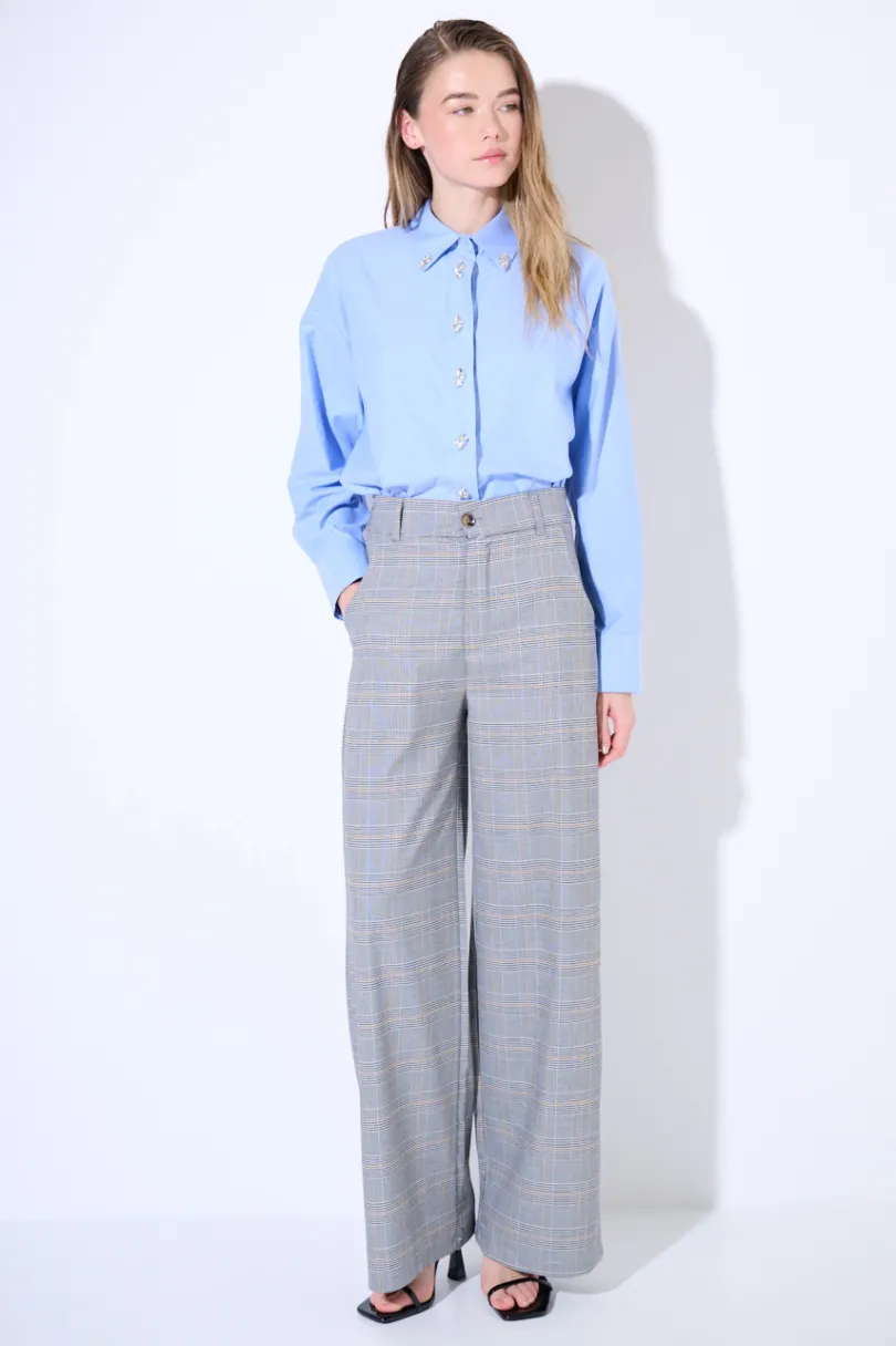 Discount KIKISIX PANTALONE QUADRO CHECK BEIGE