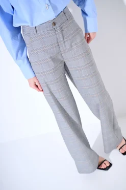 Discount KIKISIX PANTALONE QUADRO CHECK BEIGE