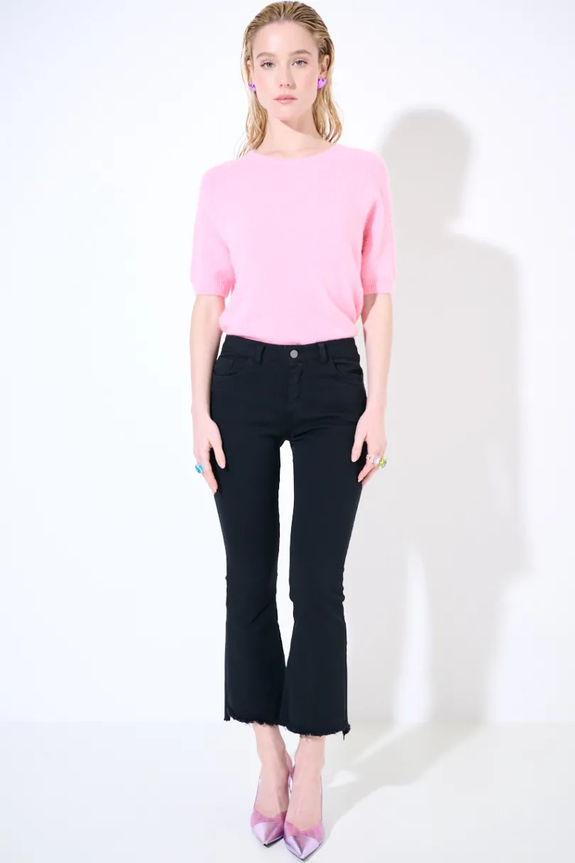 Discount KIKISIX PANTALONE STRAIGHT TAGLIO VIVO NERO