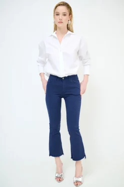 Sale KIKISIX PANTALONE STRAIGHT TAGLIO VIVO BLU