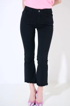 Discount KIKISIX PANTALONE STRAIGHT TAGLIO VIVO NERO