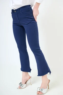 Sale KIKISIX PANTALONE STRAIGHT TAGLIO VIVO BLU
