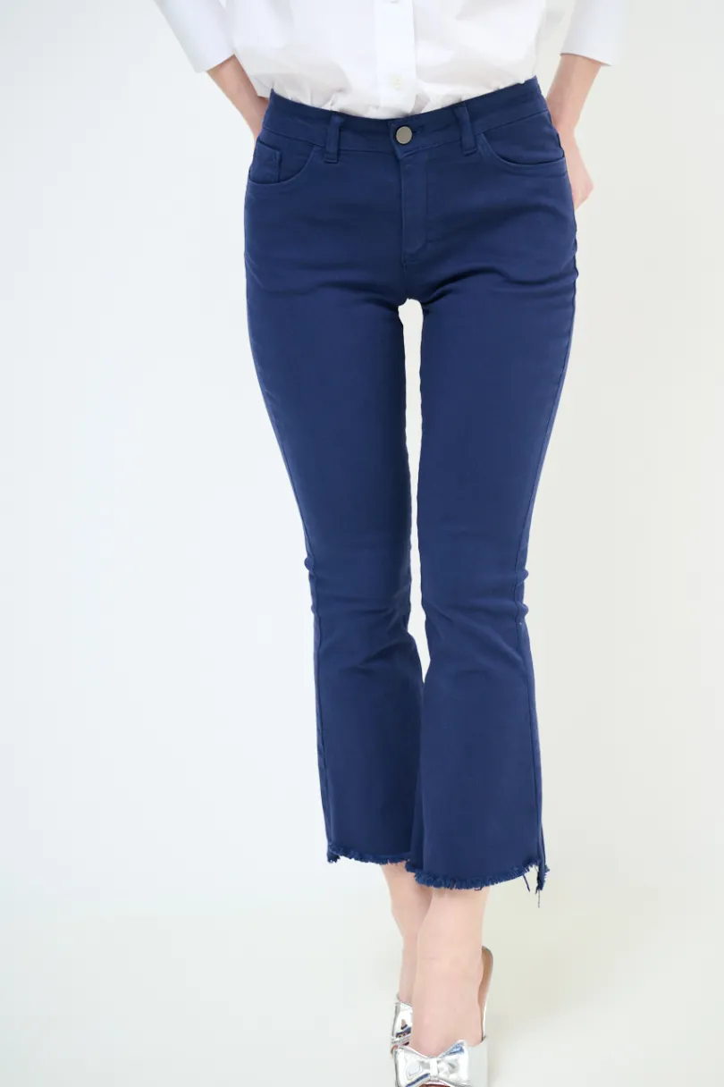 Sale KIKISIX PANTALONE STRAIGHT TAGLIO VIVO BLU