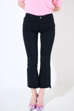 Discount KIKISIX PANTALONE STRAIGHT TAGLIO VIVO NERO