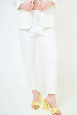 Best KIKISIX PANTALONE STRETTO CON ELASTICO DIETRO PANNA