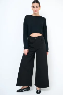 Discount KIKISIX PANTALONE/GONNA GABARDINA NERO