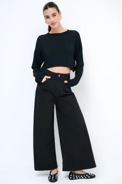 Discount KIKISIX PANTALONE/GONNA GABARDINA NERO