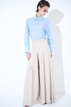 Hot KIKISIX PANTAPALAZZO CON PIEGHE DAVANTI E LATO BEIGE