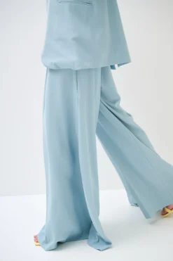 Outlet KIKISIX PANTAPALAZZO CON PIEGHE DAVANTI E LATO MENTA