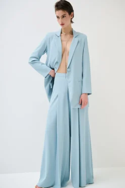 Outlet KIKISIX PANTAPALAZZO CON PIEGHE DAVANTI E LATO MENTA