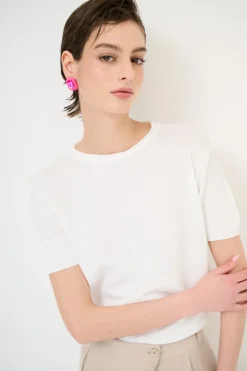 New KIKISIX PARICOLLO MEZZA MANICA BIANCO