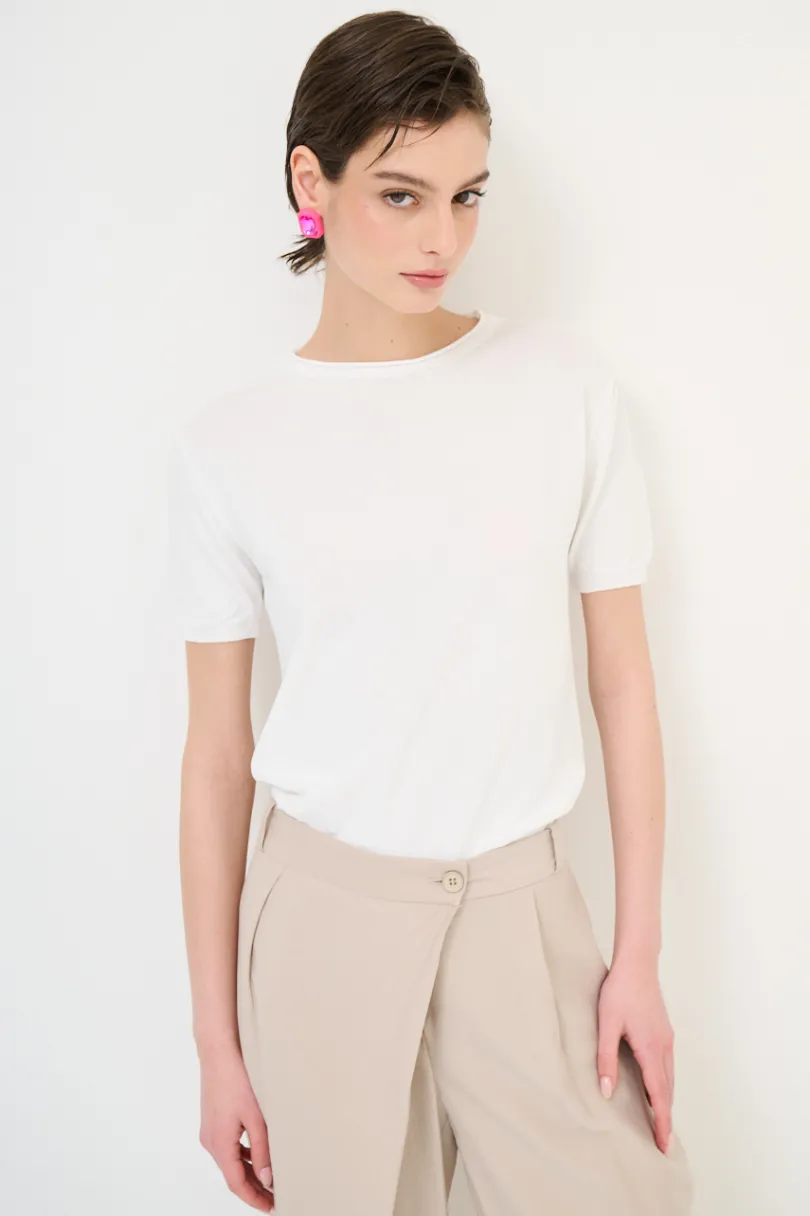 New KIKISIX PARICOLLO MEZZA MANICA BIANCO