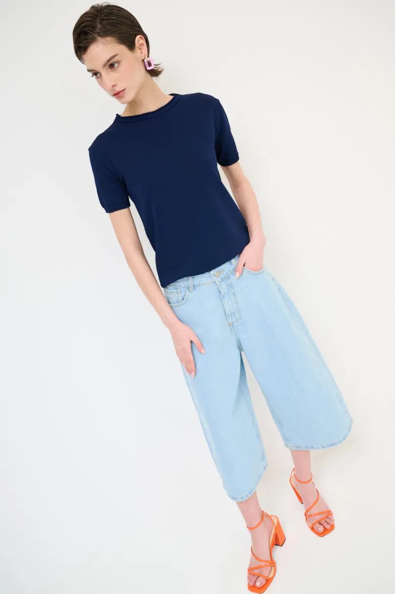 Sale KIKISIX PARICOLLO MEZZA MANICA BLU