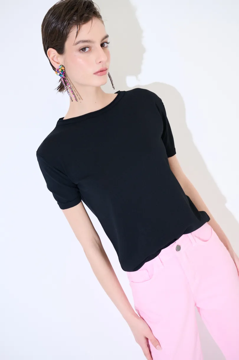 Hot KIKISIX PARICOLLO MEZZA MANICA NERO