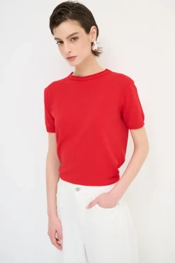 Outlet KIKISIX PARICOLLO MEZZA MANICA ROSSO