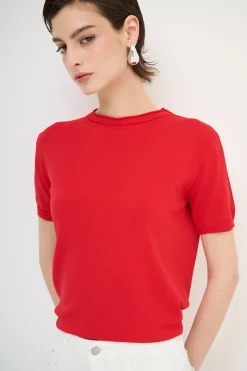 Outlet KIKISIX PARICOLLO MEZZA MANICA ROSSO