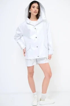 Sale KIKISIX PARKA CORTO LAMINATO ARGENTO