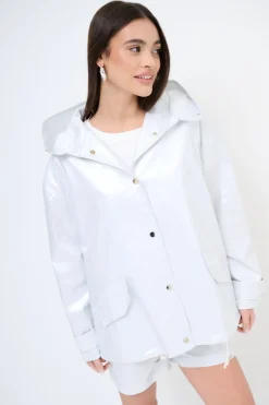 Sale KIKISIX PARKA CORTO LAMINATO ARGENTO