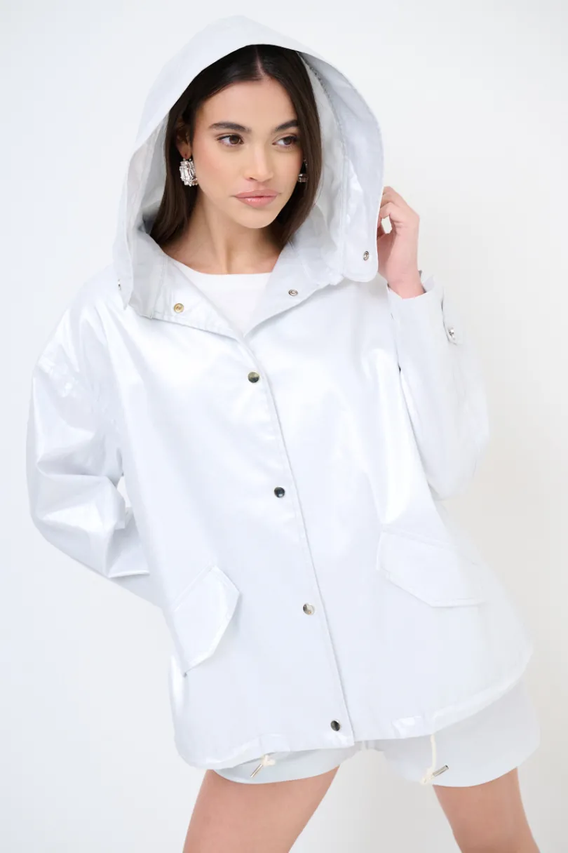 Sale KIKISIX PARKA CORTO LAMINATO ARGENTO