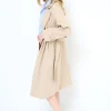 New KIKISIX TRENCH CLASSICO CON CINTURA E FODERA RIGA BEIGE