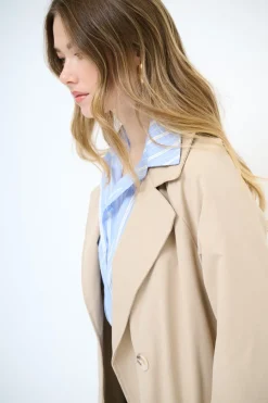 New KIKISIX TRENCH CLASSICO CON CINTURA E FODERA RIGA BEIGE