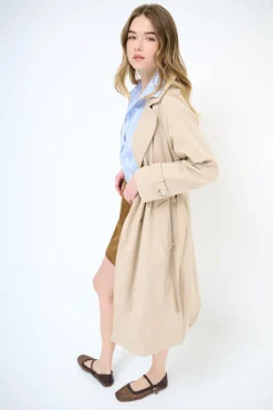 New KIKISIX TRENCH CLASSICO CON CINTURA E FODERA RIGA BEIGE