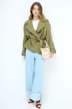 Best KIKISIX TRENCH CORTO OVERSIZE NYLON MOSSO ARMY