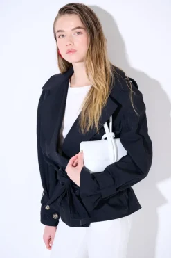 Online KIKISIX TRENCH CORTO OVERSIZE NYLON MOSSO NERO