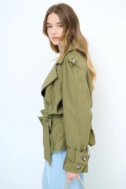 Best KIKISIX TRENCH CORTO OVERSIZE NYLON MOSSO ARMY