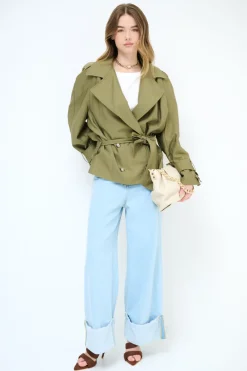 Best KIKISIX TRENCH CORTO OVERSIZE NYLON MOSSO ARMY