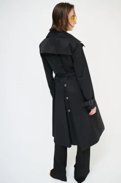 Hot KIKISIX TRENCH LUNGO BOTTONI DT. NERO
