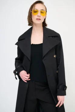 Hot KIKISIX TRENCH LUNGO BOTTONI DT. NERO