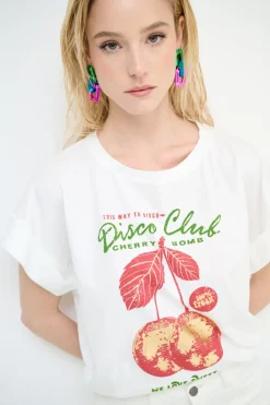 Outlet KIKISIX T-SHIRT CHERRY BOMB BIANCO