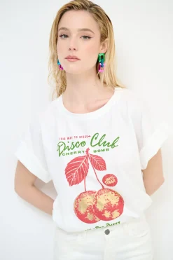 Outlet KIKISIX T-SHIRT CHERRY BOMB BIANCO