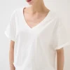 Sale KIKISIX T-SHIRT COLLO A V STAMPA BOUQUET SUL DT BIANCO