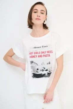 Clearance KIKISIX T-SHIRT GIORNALE BIANCO