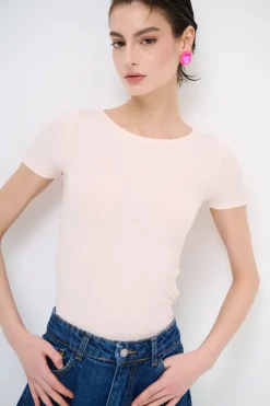 Outlet KIKISIX T-SHIRT MANICA CORTA BASICO SETA ROSA