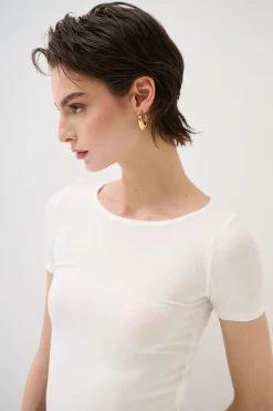 Online KIKISIX T-SHIRT MANICA CORTA BASICO SETA PANNA