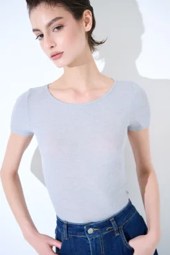 Clearance KIKISIX T-SHIRT MANICA CORTA BASICO SETA PERLA