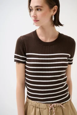 Best KIKISIX T-SHIRT MEZZA MANICA RIGA A COSTE MORO