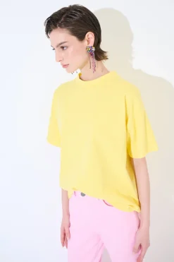 Outlet KIKISIX T-SHIRT OVER TINTO CAPO GIALLO