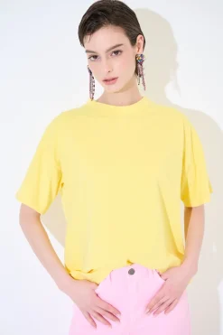 Outlet KIKISIX T-SHIRT OVER TINTO CAPO GIALLO