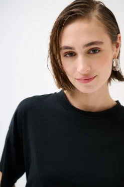 Outlet KIKISIX T-SHIRT OVER TINTO CAPO NERO