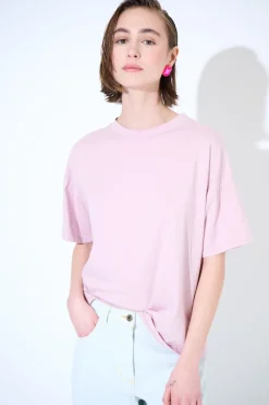 Fashion KIKISIX T-SHIRT OVER TINTO CAPO ROSA